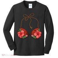 Coconut Bra Flower Boobs Funny Coconut Summer Aloha Beach Kids Long Sleeve Shirt thumb 0