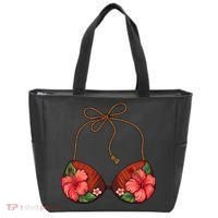 Coconut Bra Flower Boobs Funny Coconut Summer Aloha Beach Tote Bag thumb 0