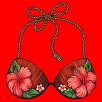 Coconut Bra Flower Boobs Funny Coconut Summer Aloha Beach Santa Hat thumb 1