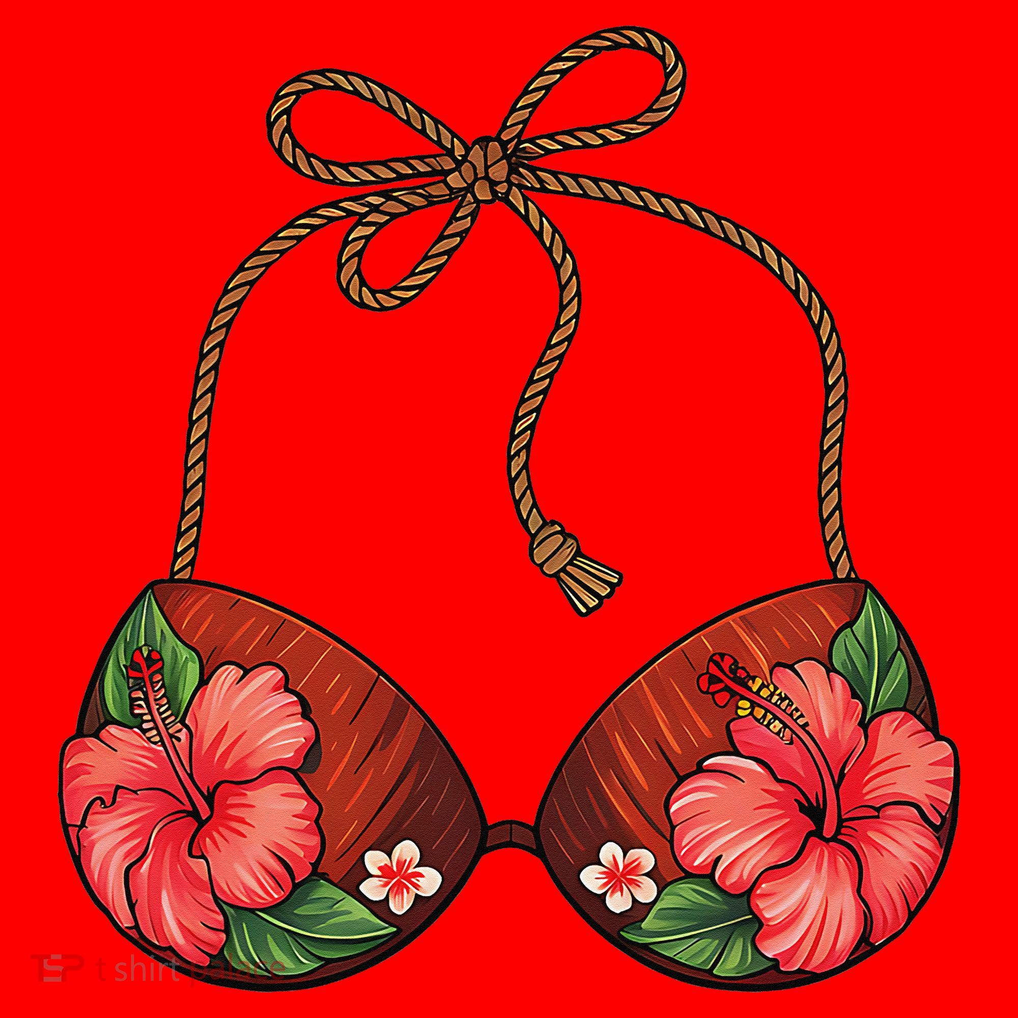 Coconut Bra Flower Boobs Funny Coconut Summer Aloha Beach Santa Hat
