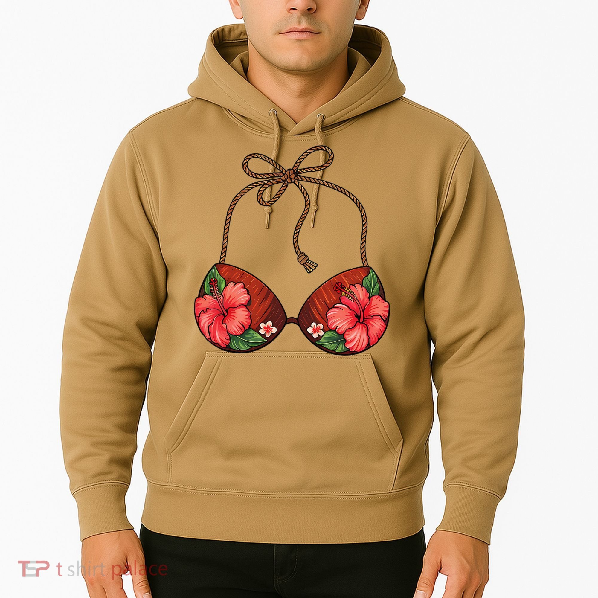 Coconut Bra Flower Boobs Funny Coconut Summer Aloha Beach Hoodie