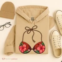 Coconut Bra Flower Boobs Funny Coconut Summer Aloha Beach Hoodie thumb 4