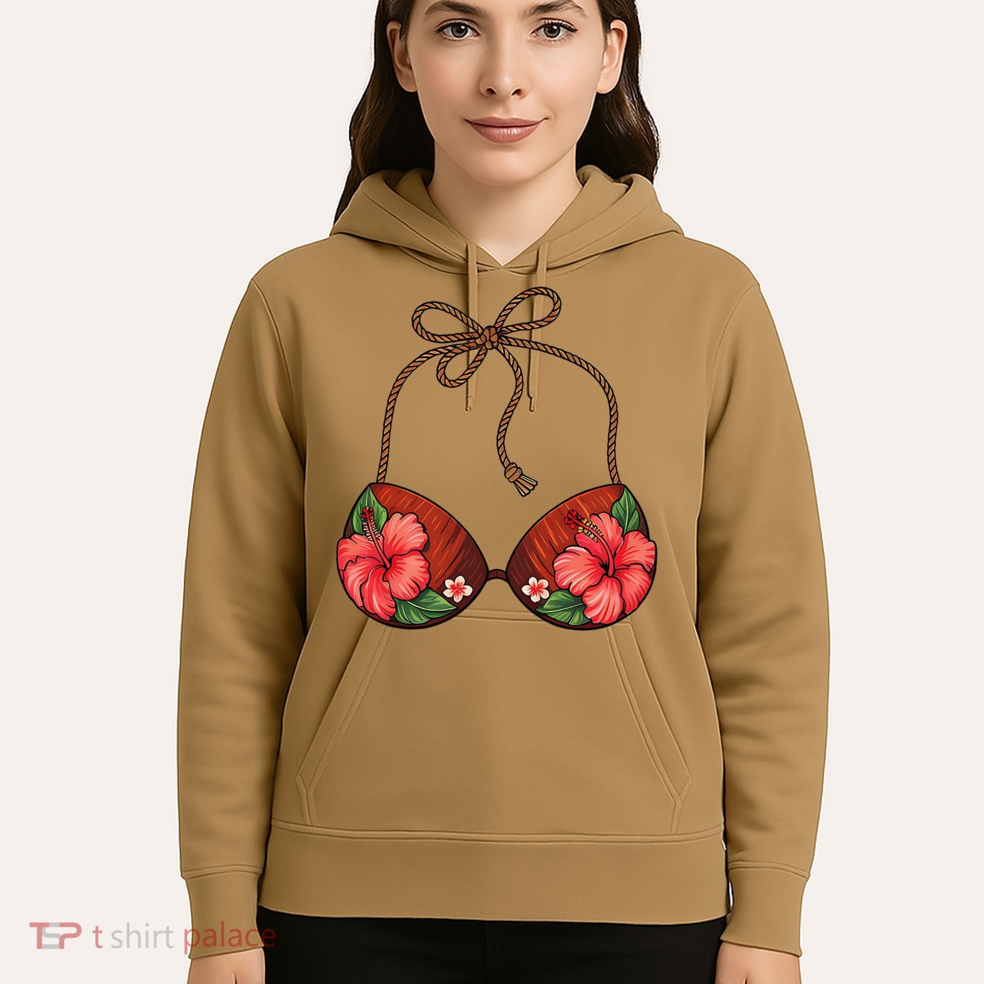 Coconut Bra Flower Boobs Funny Coconut Summer Aloha Beach Hoodie