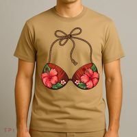 Coconut Bra Flower Boobs Funny Coconut Summer Aloha Beach T-Shirt thumb 3