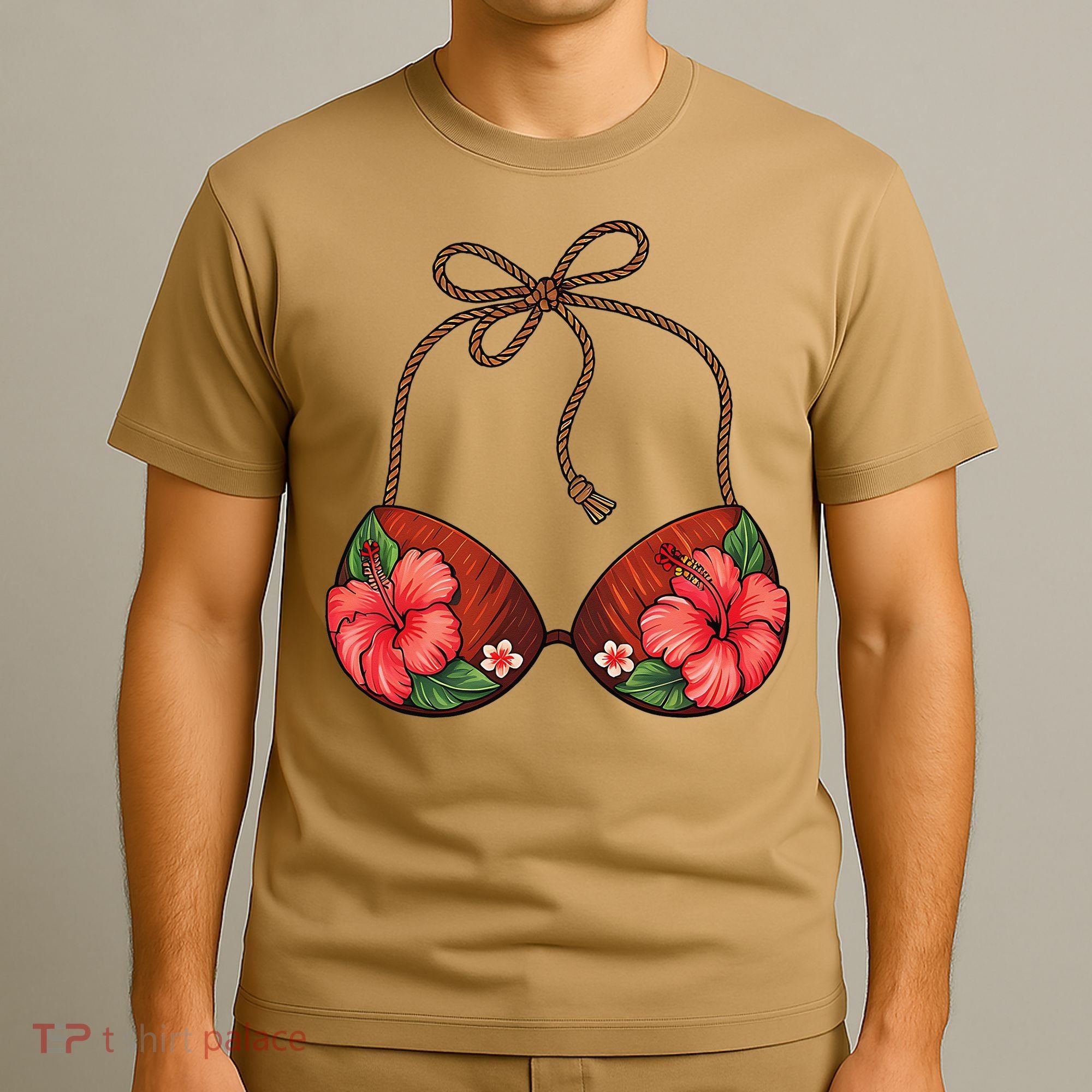 Coconut Bra Flower Boobs Funny Coconut Summer Aloha Beach T-Shirt