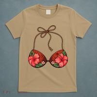 Coconut Bra Flower Boobs Funny Coconut Summer Aloha Beach T-Shirt thumb 5