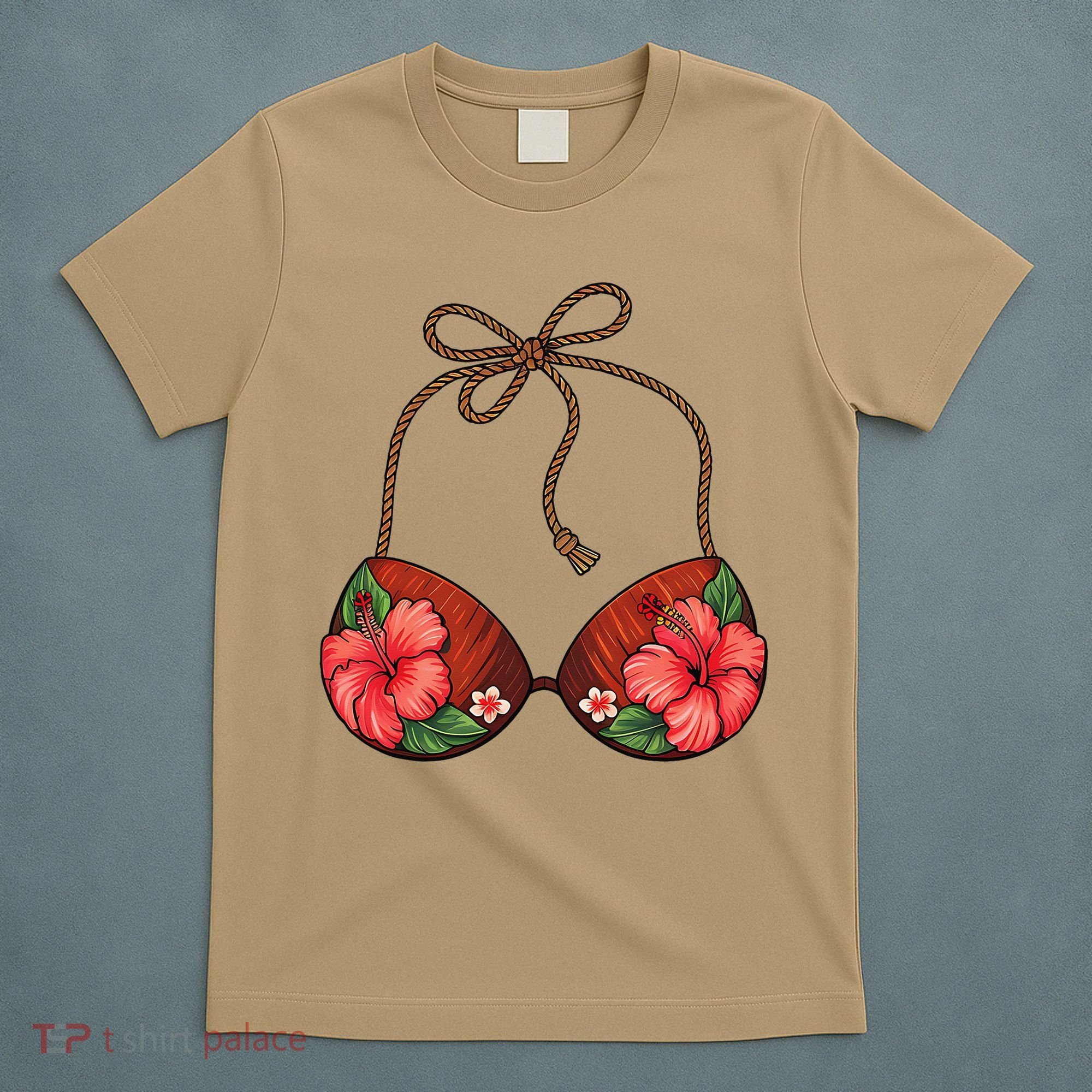 Coconut Bra Flower Boobs Funny Coconut Summer Aloha Beach T-Shirt