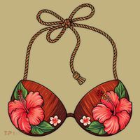 Coconut Bra Flower Boobs Funny Coconut Summer Aloha Beach T-Shirt thumb 7
