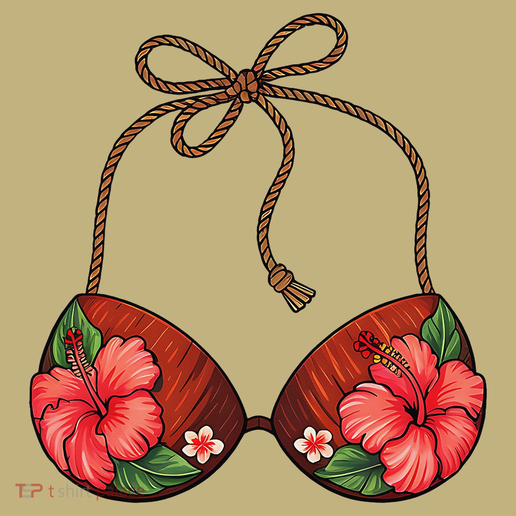 Coconut Bra Flower Boobs Funny Coconut Summer Aloha Beach T-Shirt