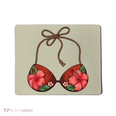 Coconut Bra Flower Boobs Funny Coconut Summer Aloha Beach Mousepad