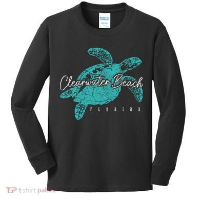 Clearwater Beach Florida FL Sea Turtle Scuba Diving Diver Kids Long Sleeve Shirt