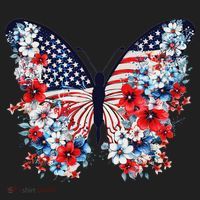 Cute Butterfly Flower Red White Blue Us Flag 4th Of July Women's Sweatshirt thumb 2