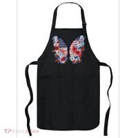 Cute Butterfly Flower Red White Blue Us Flag 4th Of July Apron thumb 0