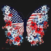Cute Butterfly Flower Red White Blue Us Flag 4th Of July Apron thumb 3