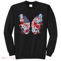 Cute Butterfly Flower Red White Blue Us Flag 4th Of July Sweatshirt thumb 0