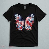 Cute Butterfly Flower Red White Blue Us Flag 4th Of July T-Shirt thumb 5