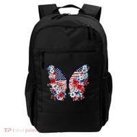 Cute Butterfly Flower Red White Blue Us Flag 4th Of July Backpack thumb 0