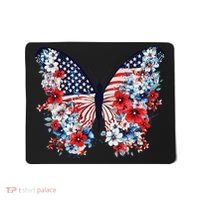 Cute Butterfly Flower Red White Blue Us Flag 4th Of July Mousepad thumb 0
