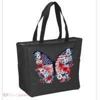 Cute Butterfly Flower Red White Blue Us Flag 4th Of July Tote Bag thumb 2
