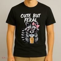Cute But Feral Raccoon T-Shirt thumb 3