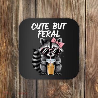 Cute But Feral Raccoon Coaster