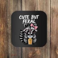 Cute But Feral Raccoon Coaster thumb 0