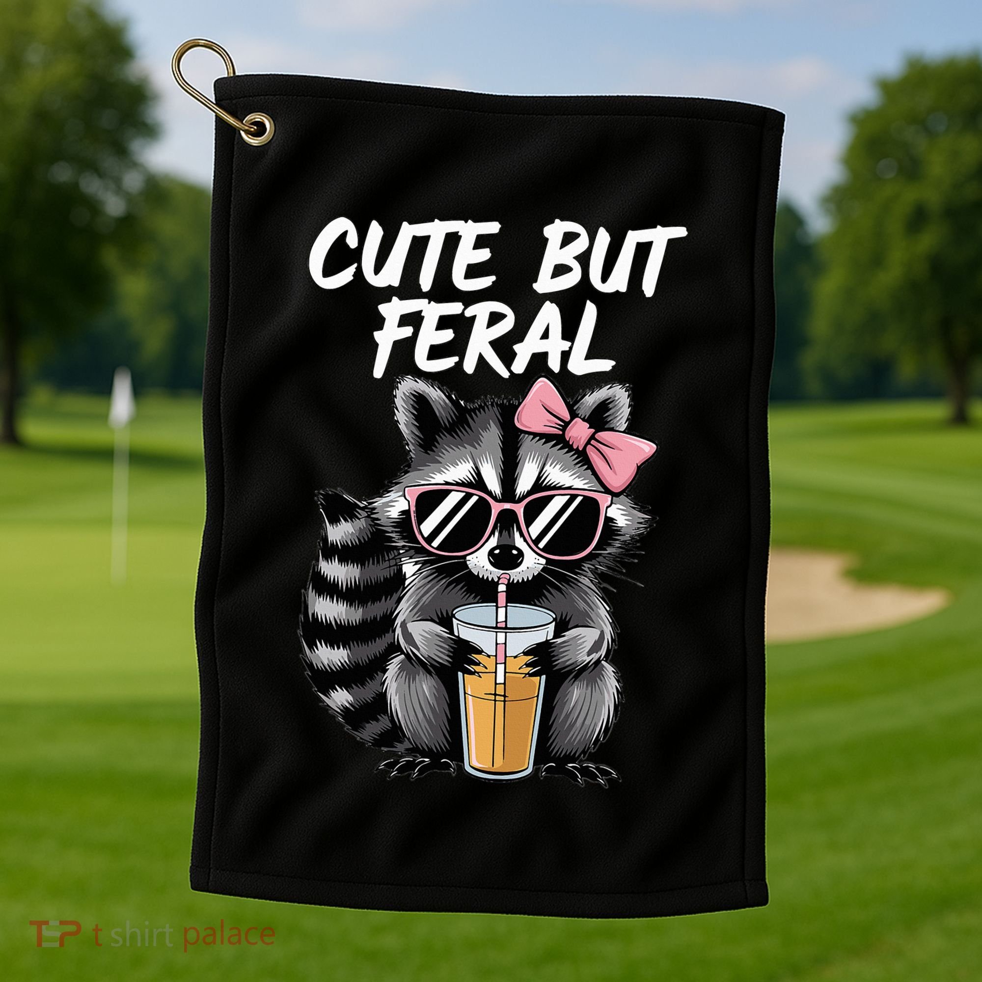 Cute But Feral Raccoon Golf Towel