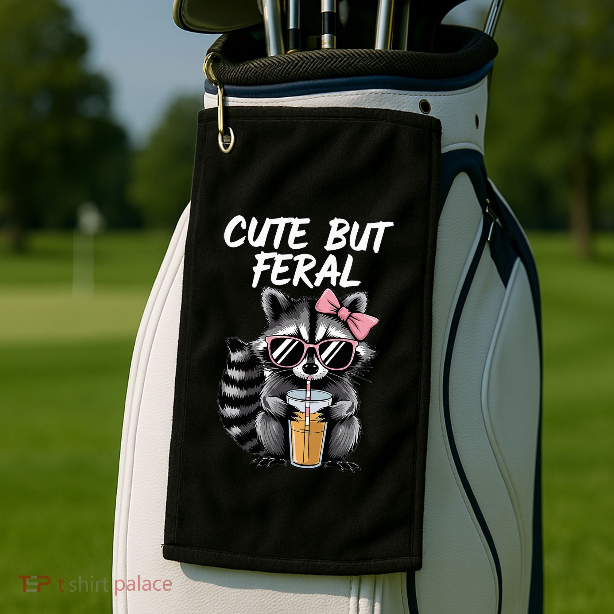 Cute But Feral Raccoon Golf Towel