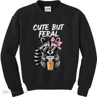 Cute But Feral Raccoon Kids Sweatshirt thumb 0