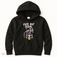 Cute But Feral Raccoon Kids Hoodie thumb 0
