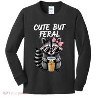 Cute But Feral Raccoon Kids Long Sleeve Shirt thumb 0