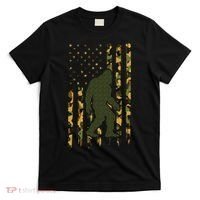 Camo Big Foot Sasquatch Vintage Bigfoot American Flag T-Shirt thumb 0