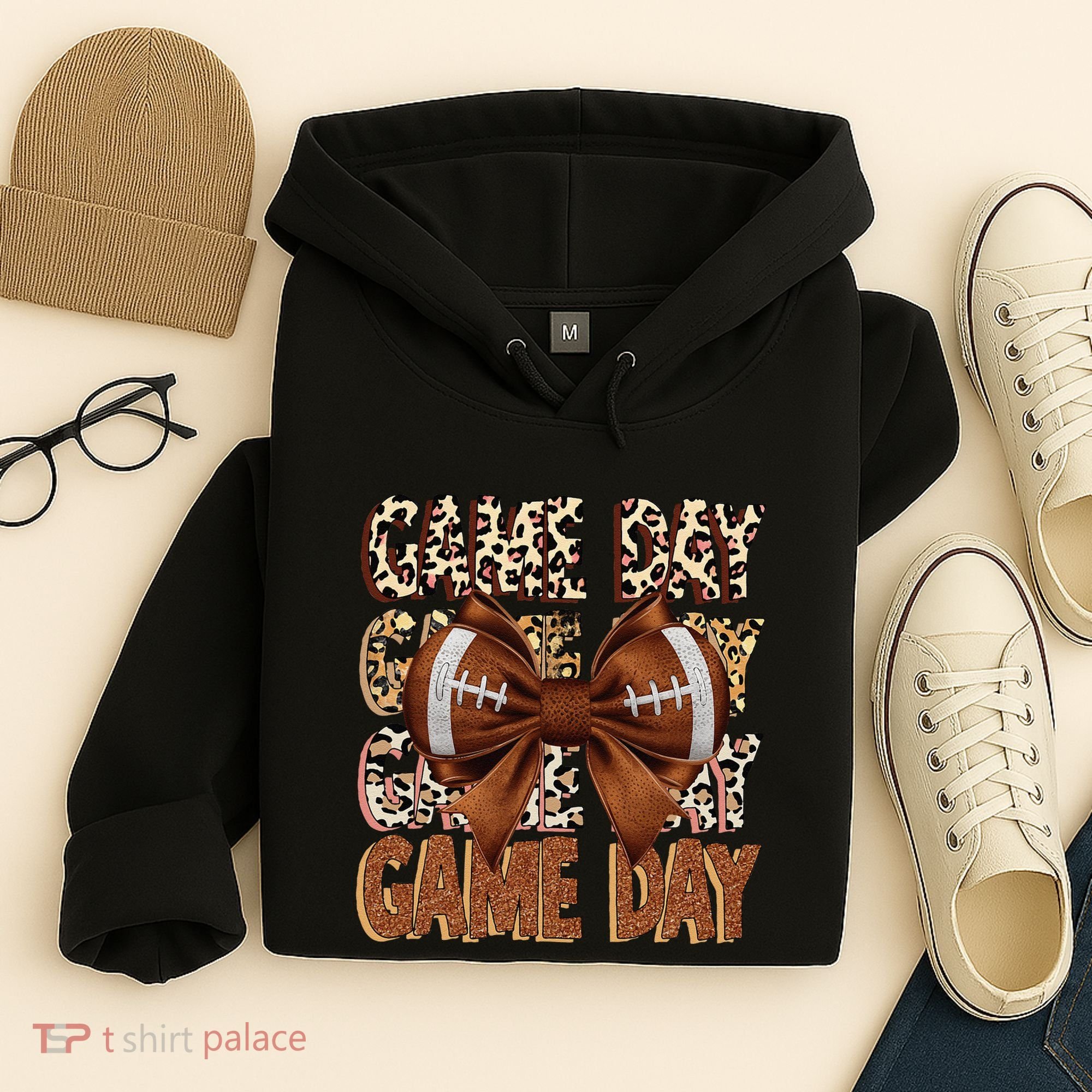 Coquette Bow Football Season Game Day Gift Hoodie
