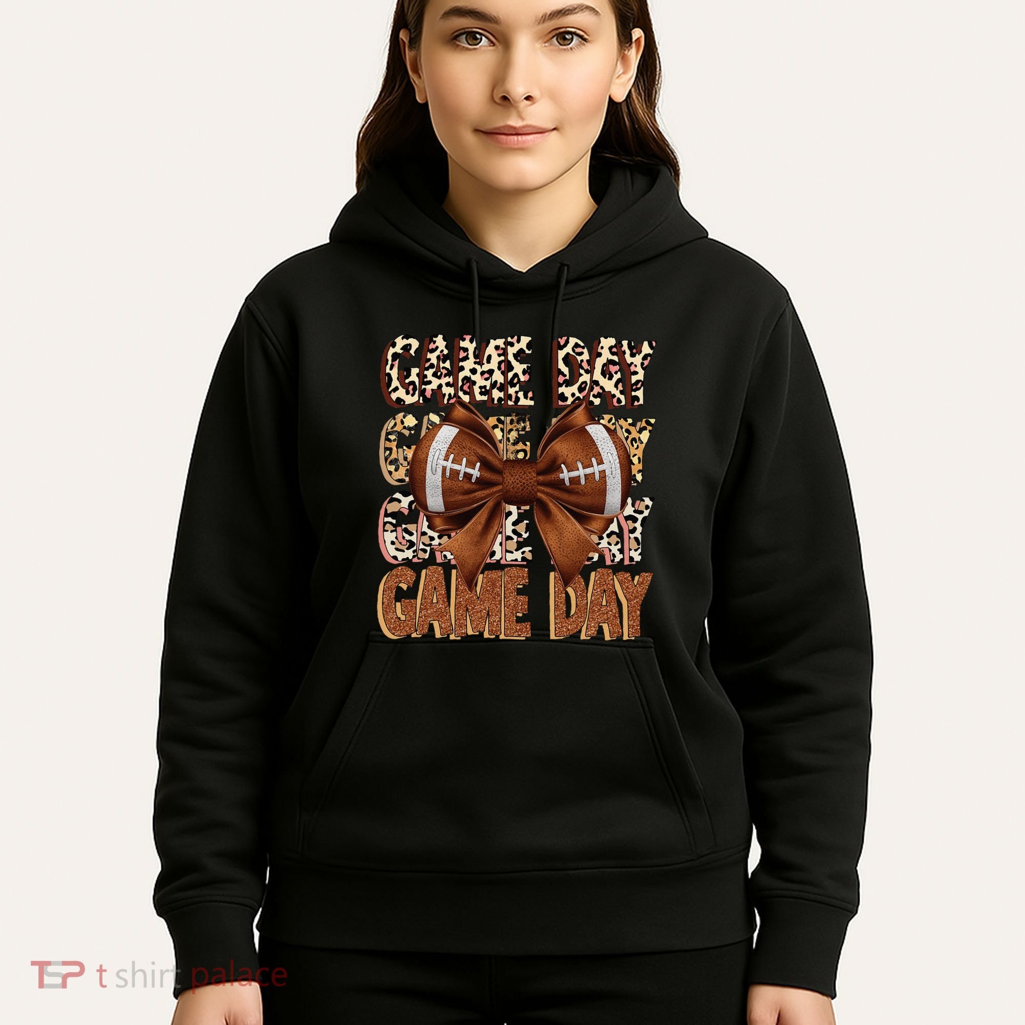 Coquette Bow Football Season Game Day Gift Hoodie