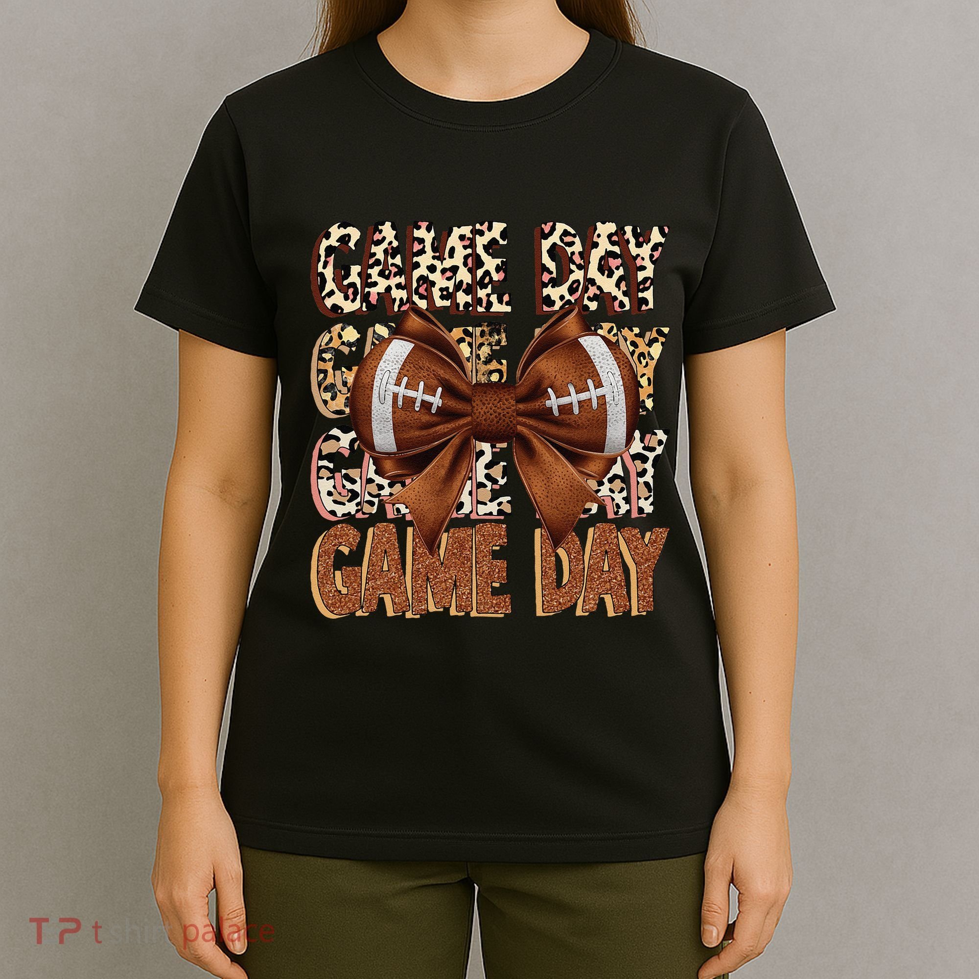 Coquette Bow Football Season Game Day Gift T-Shirt