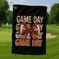 Coquette Bow Football Season Game Day Gift Golf Towel thumb 1