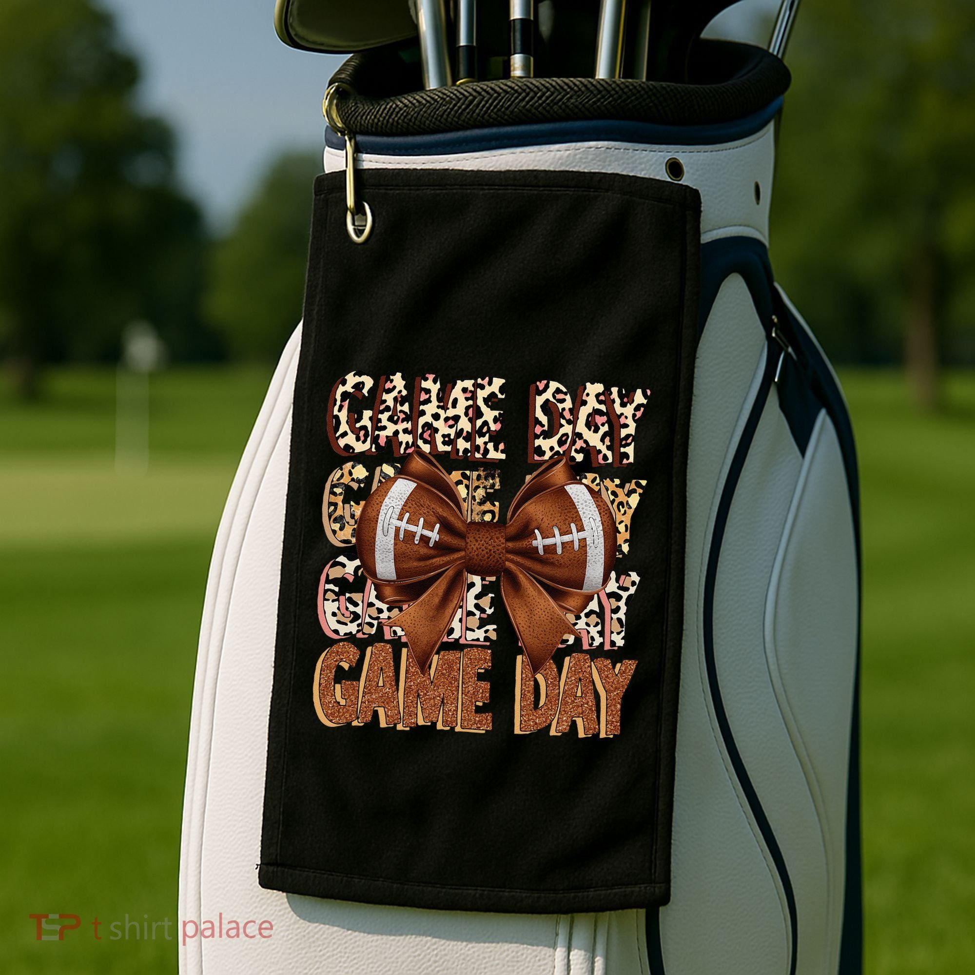 Coquette Bow Football Season Game Day Gift Golf Towel