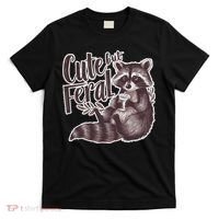 Cute But Feral Funny Raccoon Memes Coffee Raccoon Opossum T-Shirt thumb 0