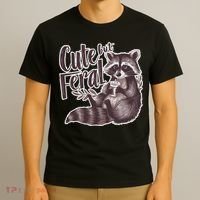 Cute But Feral Funny Raccoon Memes Coffee Raccoon Opossum T-Shirt thumb 3