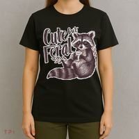 Cute But Feral Funny Raccoon Memes Coffee Raccoon Opossum T-Shirt thumb 4