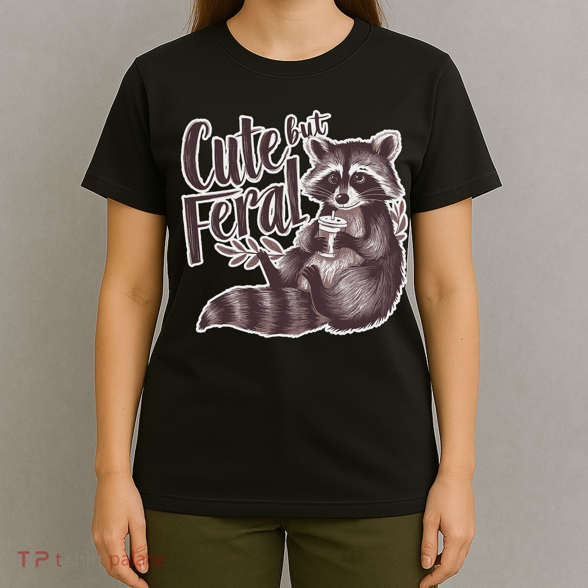 Cute But Feral Funny Raccoon Memes Coffee Raccoon Opossum T-Shirt