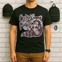 Cute But Feral Funny Raccoon Memes Coffee Raccoon Opossum T-Shirt thumb 6