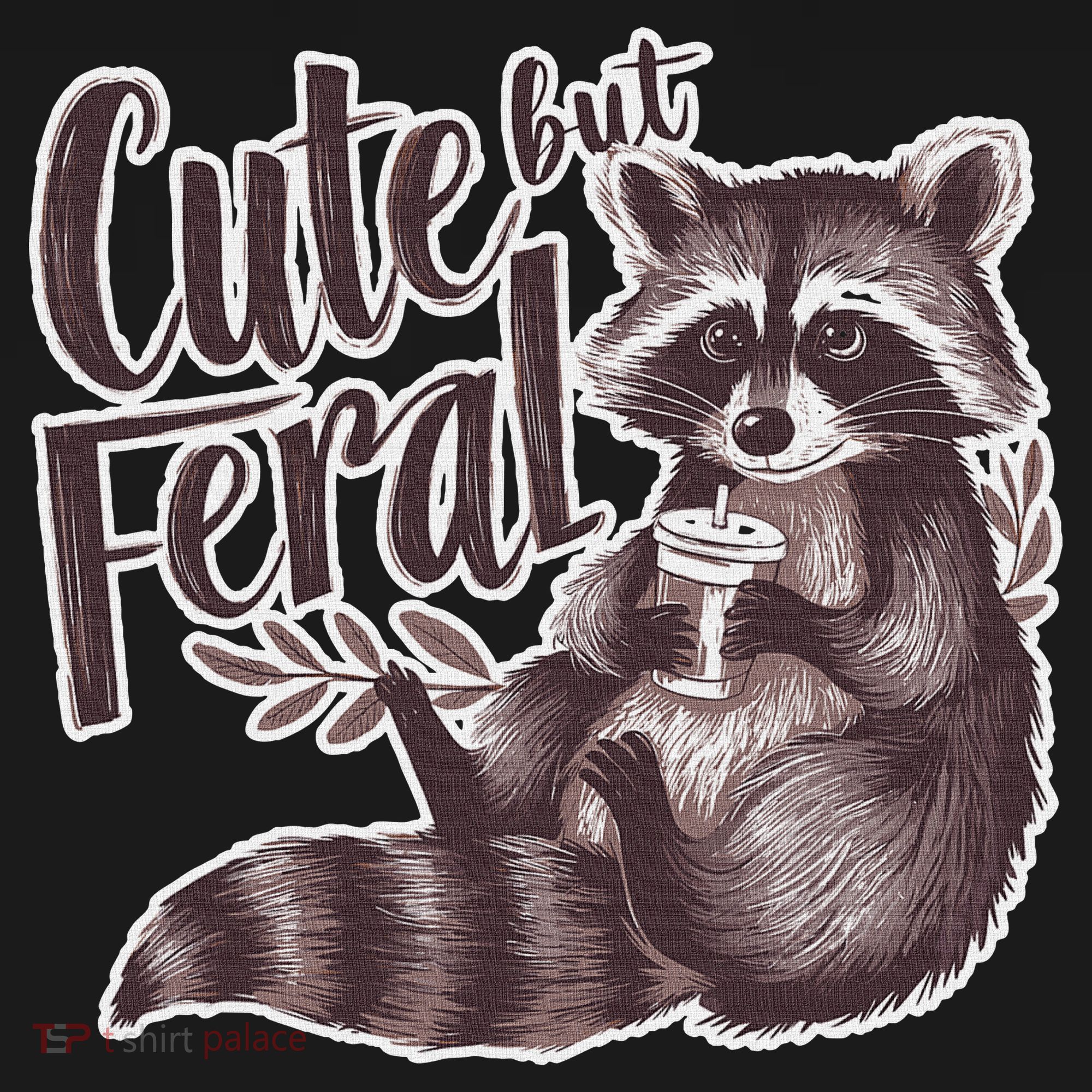 Cute But Feral Funny Raccoon Memes Coffee Raccoon Opossum T-Shirt