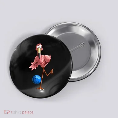 Cool Bowling Flamingo Button