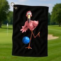 Cool Bowling Flamingo Golf Towel thumb 1