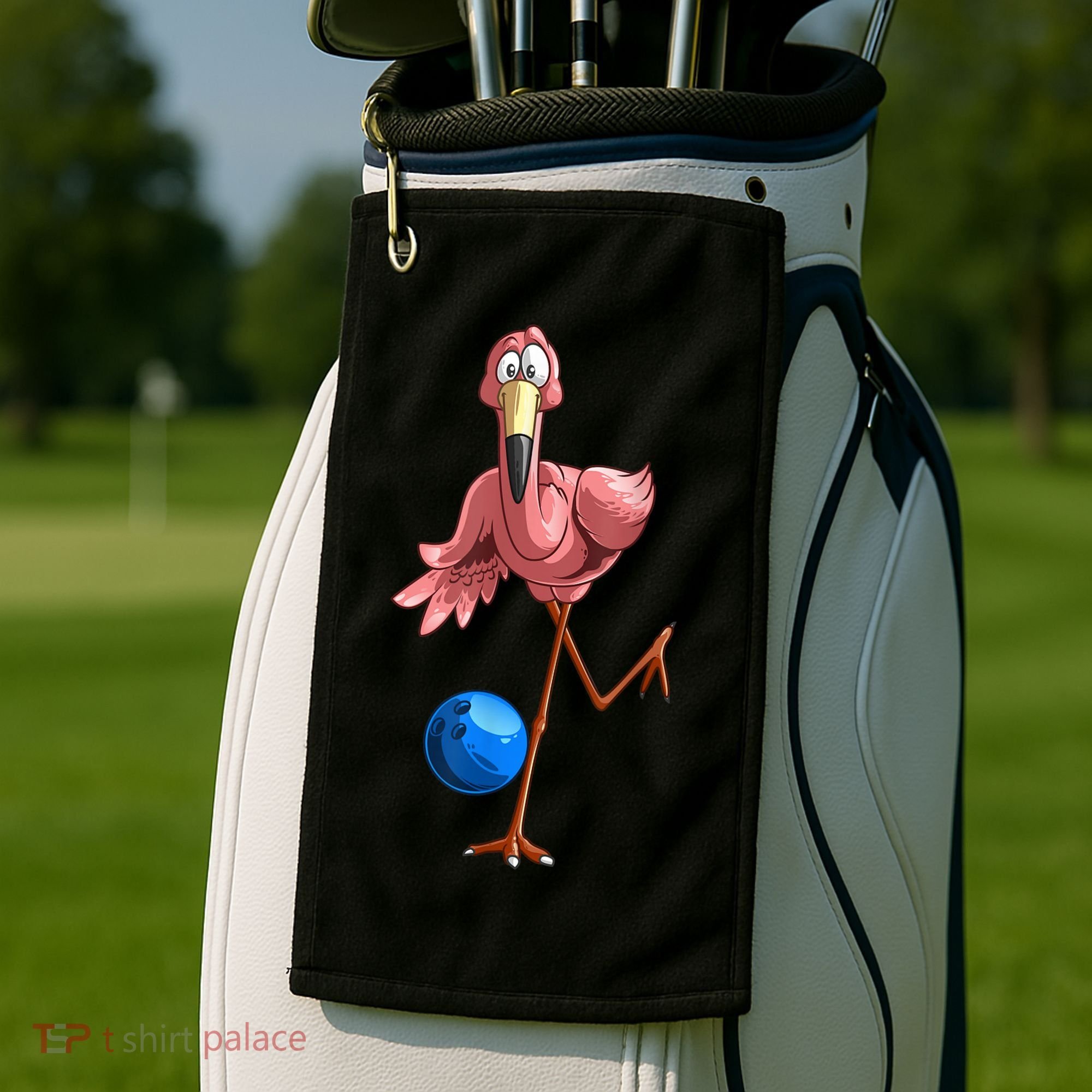 Cool Bowling Flamingo Golf Towel