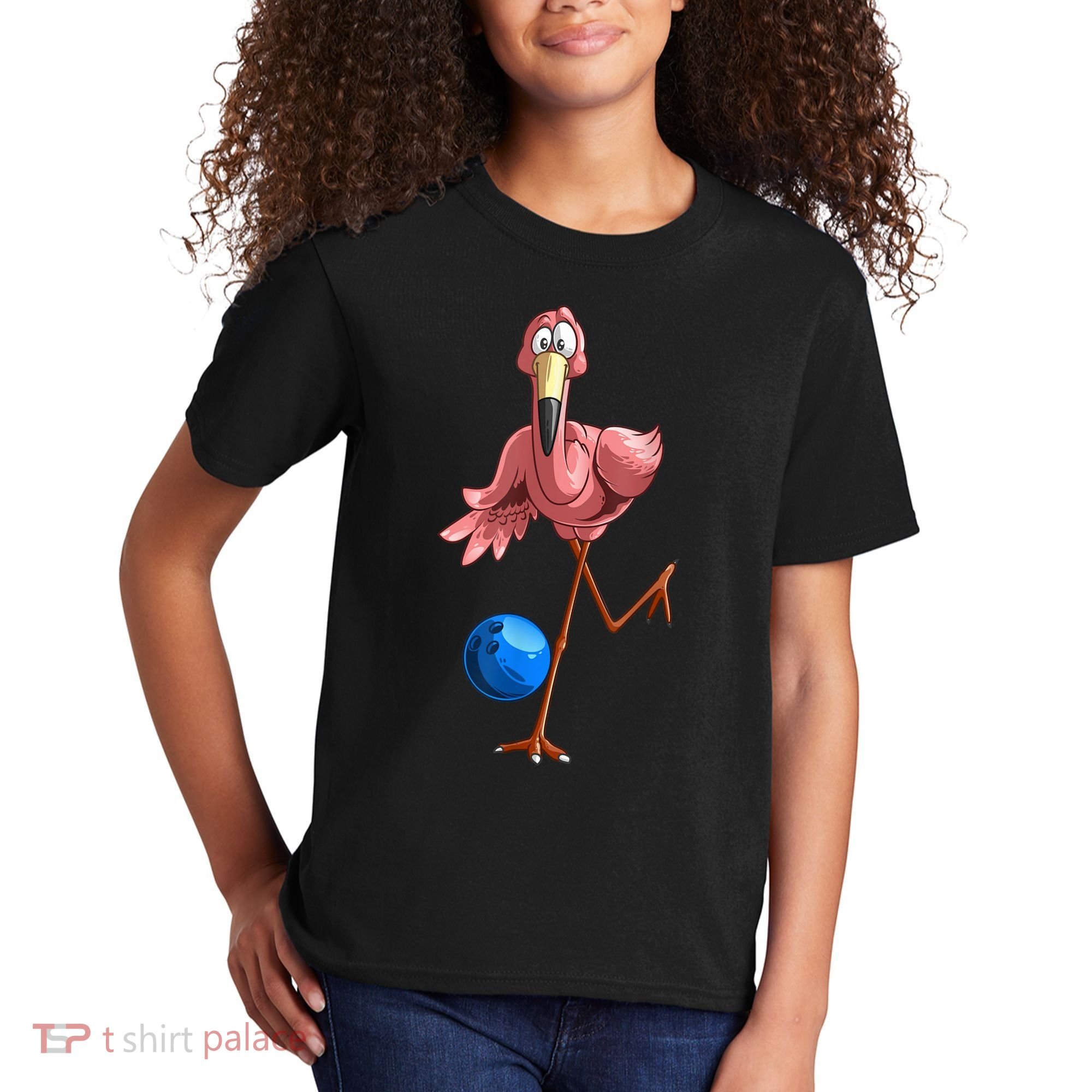 Cool Bowling Flamingo Kids T-Shirt