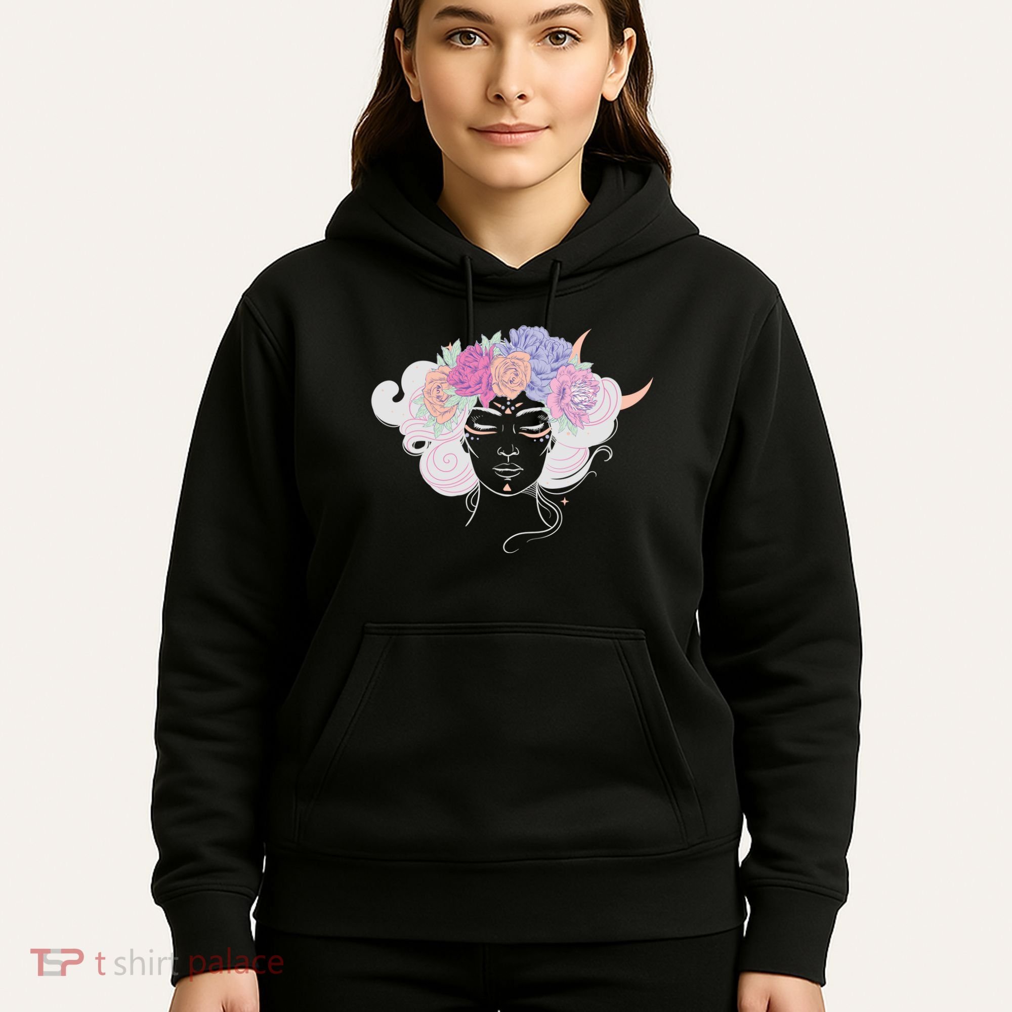 Cute Boho Flower Crown Woman Hoodie