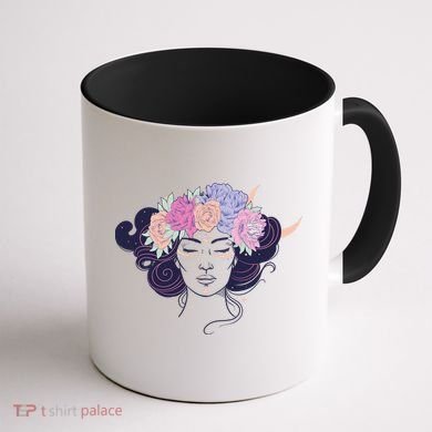Cute Boho Flower Crown Woman Coffee Mug back