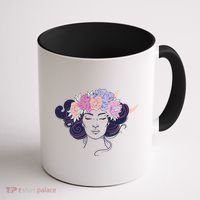 Cute Boho Flower Crown Woman Coffee Mug thumb 1